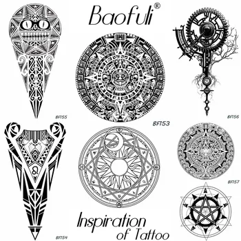 

Men God Black Totems Temporary Geometry Tattoo Round Sun Moon Waterproof Tattoo Arm Body Art Triangle Tatoos Stickers DIY
