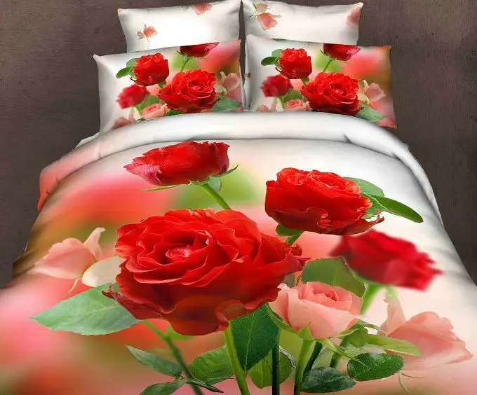 3D Red floral flower bedding set queen size bedspread duvet cover bed