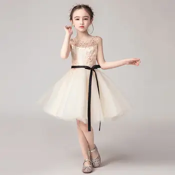 

New Children Girl Mesh Lace Flower Tutu Princess Dress Kids Dresses For Girls Piano Evening Party Baby Girl Clothes Vestidos F79
