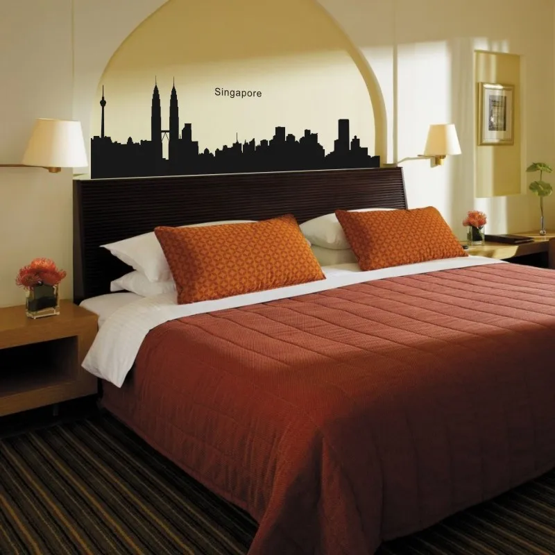 Large Singapore City Landmark Wall Stickers Singapore Wall Decal Home