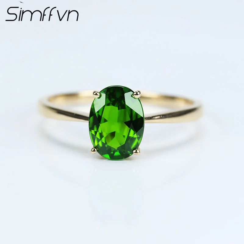 Simffvn Vintage 1.12CT 18k Rose Gold With Natural Diopside Gemstone Anniversary Wedding Ring