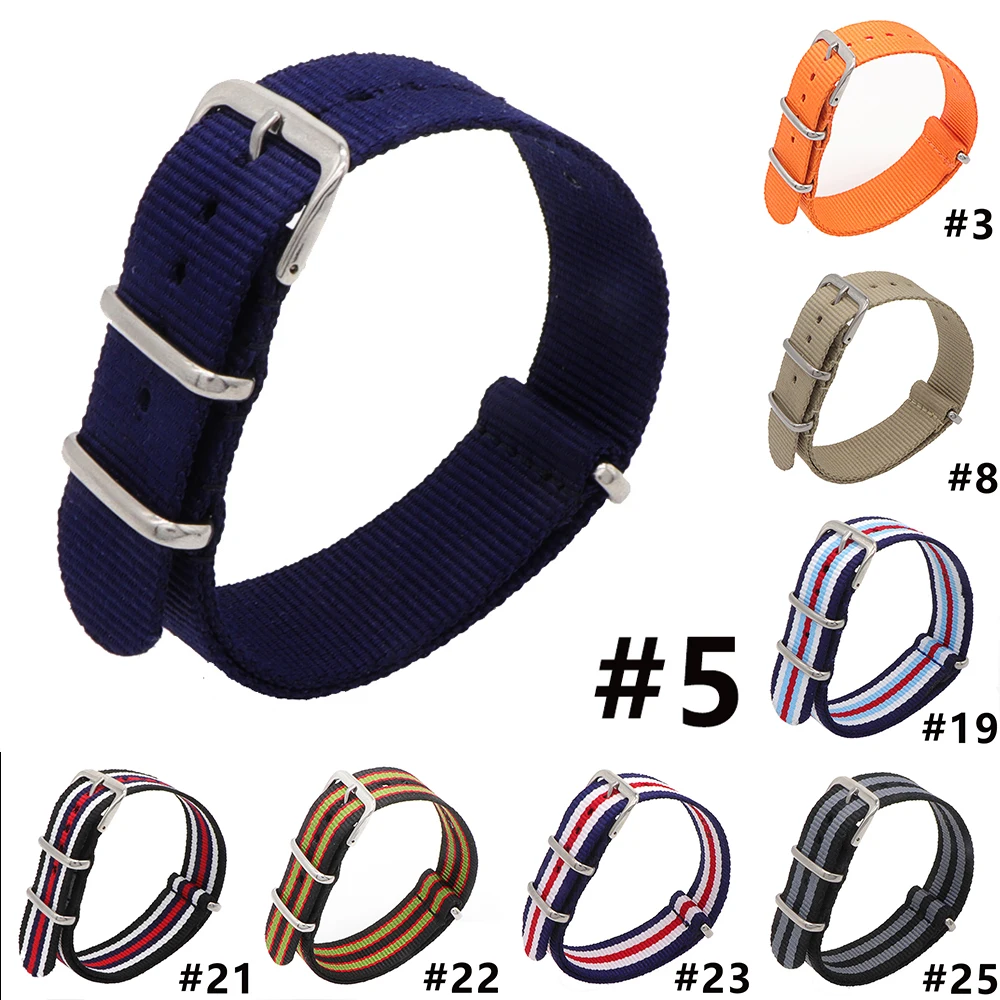 

2018New Arrival 5 Ring Watchband Military Quality Nylon 24mm Watch Strap Multiple color selection Brand Army Sports nato