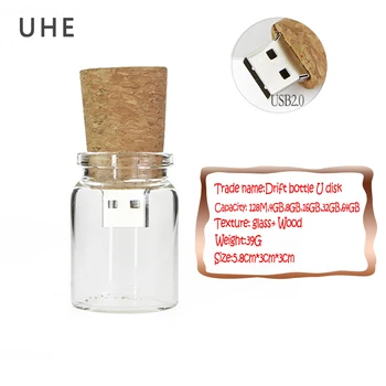 

Pen drive creative glass drift bottle usb flash drive 4GB 8GB 16GB 32G 64GB cute wishing bottle memory stick u disk pendrive