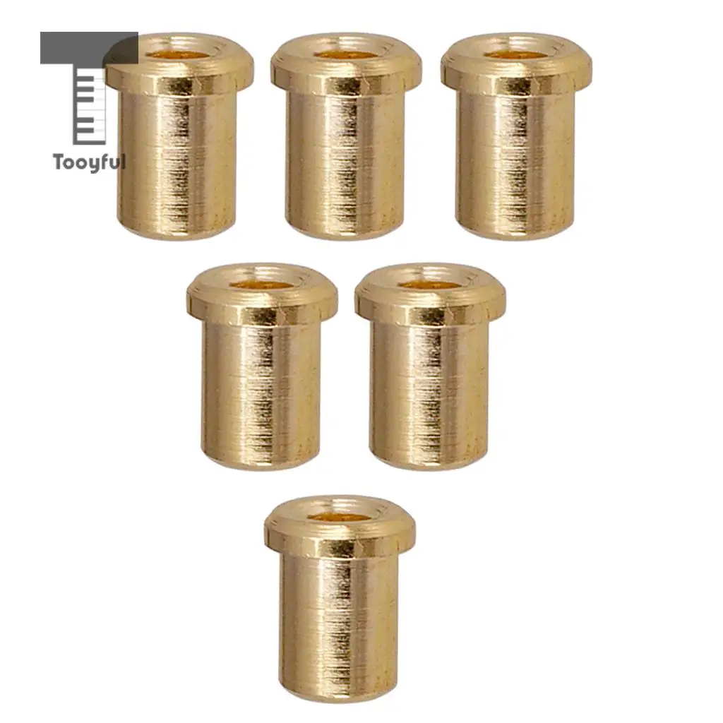 Tooyful Electric Guitar Bridge String Thru Body Mounting Ferrules Bushing Accessory Gold