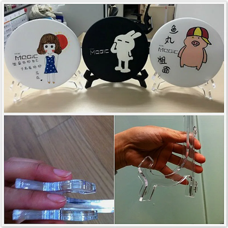 

Acrylic Plate Holders Tea Display Stand Dish Rack Plate Bowl Picture Frame Photo Book Pedestal Holder 11cm
