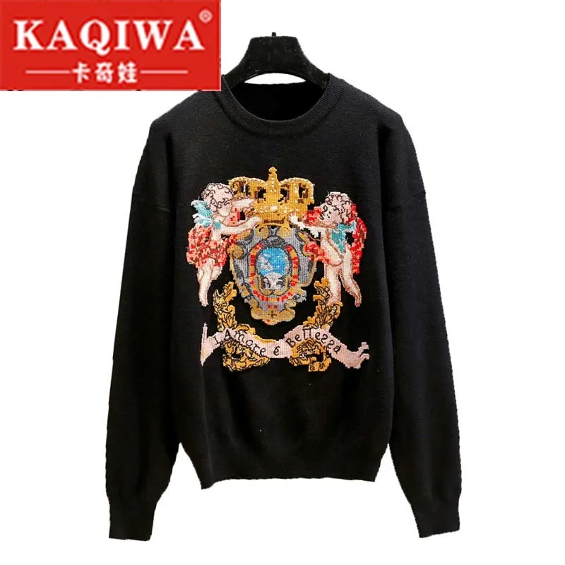 

2018 Winter stars with the same style pullover women's sweater Korean version of loose joker embroidery knit top trend sweater