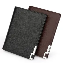 Genuine Leather Men Cowhide Wallets Ultra Thin Short Solid Color Purse Men Credit Card Holder Black Coffee Clutch Men