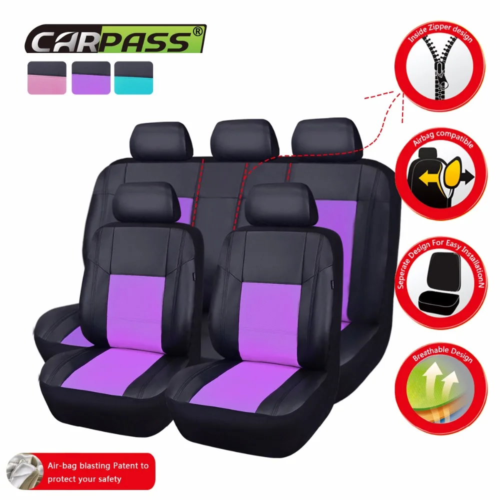 Чехол Carpass для сиденья автомобиля черный серый 6 цветов искусственная кожа