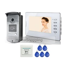 ENVÍO de la NUEVA 7 “Pantalla a Color Sistema de Videoportero De Intercomunicación 1 Monitor en Blanco 1 Lector RFID de Acceso Cámara Timbre de la venta Entera