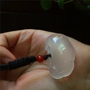 

Natural retro white stone concentric lock long life lock pendant necklace