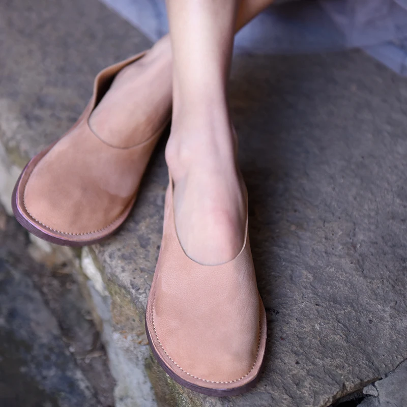 A Cuero yellow Zapatos Suave Gris Moda Diseño Suela De Hecho Mocasines Pisos Vintage Artmu Original Mano rosado Mujer Nuevo Genuino xqCH8wvt4