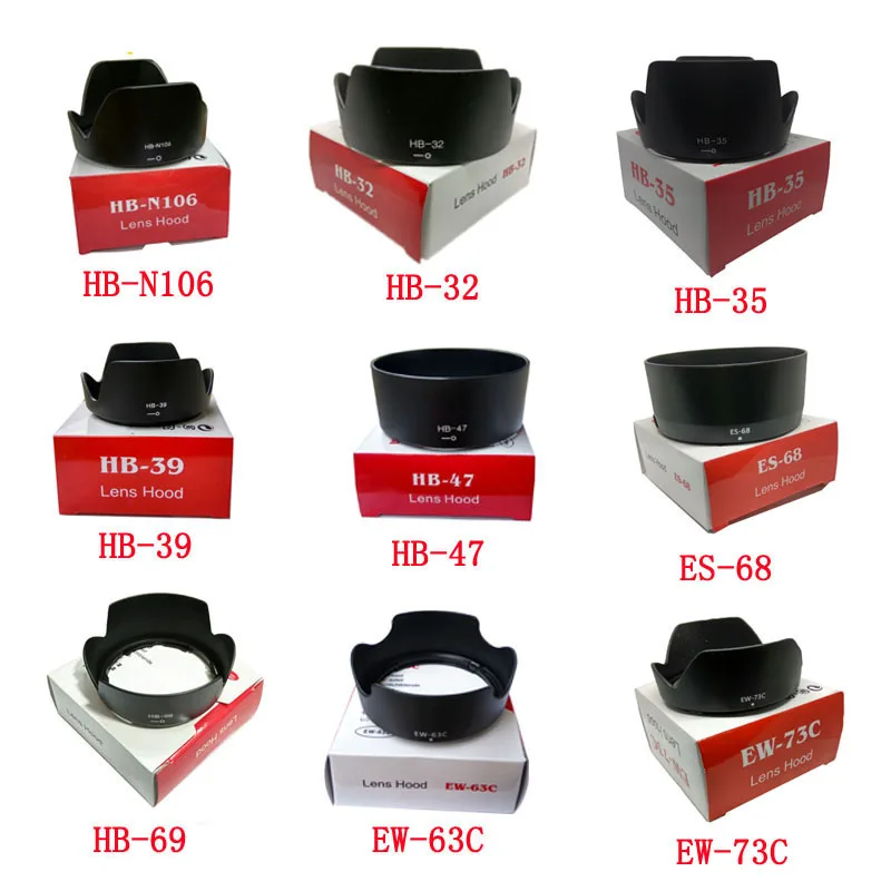 

HB-N106 HB-32 HB-35 HB-39 HB-47 HB-69 ES-68 EW-63C EW-73C camera Lens Hood for nikon/canon lens camera with package box