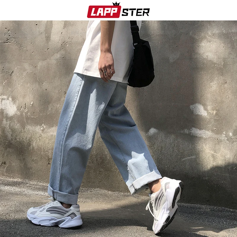 

LAPPSTER Men Jeans Pants 2019 Streetwear Joggers Denim Jeans Mens Designer Baggy Harem Pants Male Korean Style Denim Pants