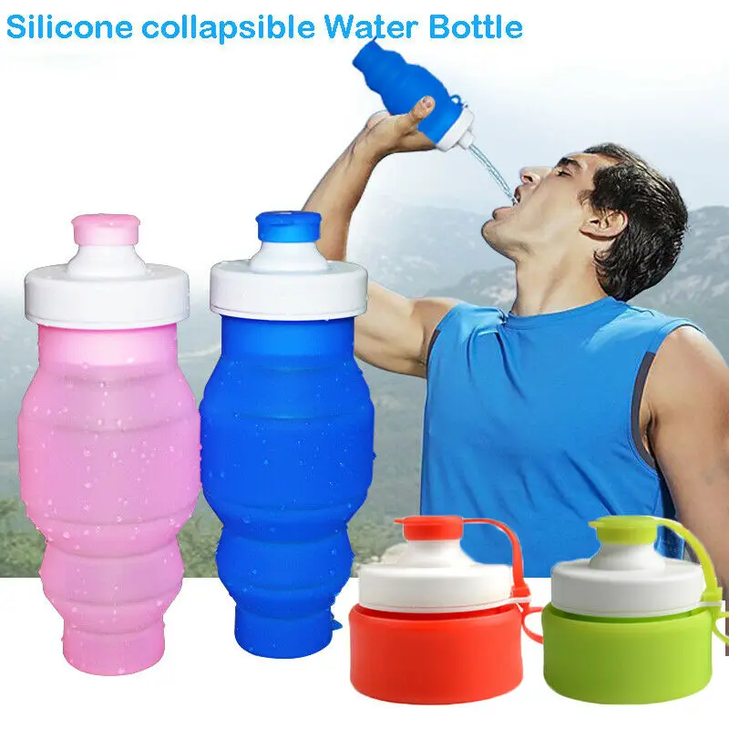 

2019 Newest Hot Portable 520ML Silicone Foldable Water Bottle Gym Camping Cycling Travel Drinking Collapsible Cup