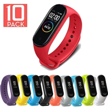 10 шт./упак. для Mi band 4 Ремешок Браслет для Mi Band 4 Mi band 3 ремешок силиконовый ремешок Mi 4 3 аксессуары резиновый браслет