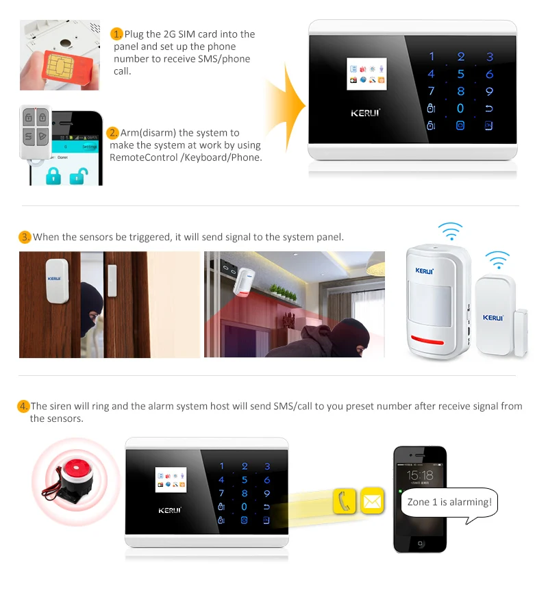 KERUI 8218 г PSTN GSM сигнализация Системы Dual Net Touch Dual APP контролируемых дома охранной сигнализации Сенсор детектор охранной сигнализации