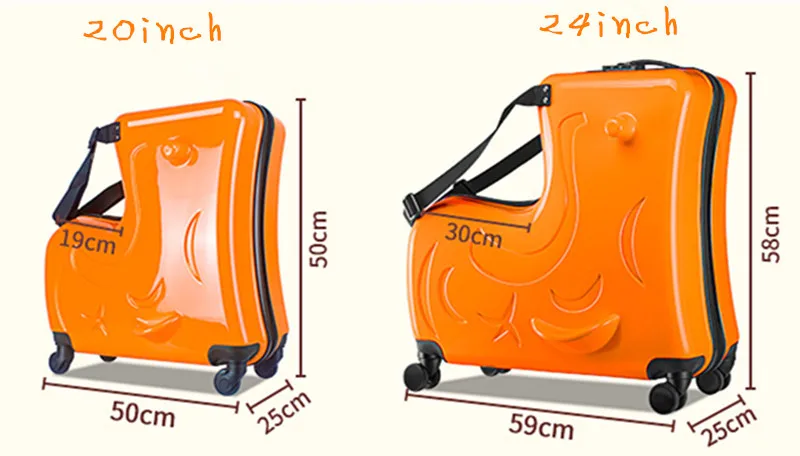 Детский креативный скейтборд Скалка багаж 20/24 дюймов детский Спиннер Дорожный чемодан-тележка милый ребенок носить на велосипеде чемодан