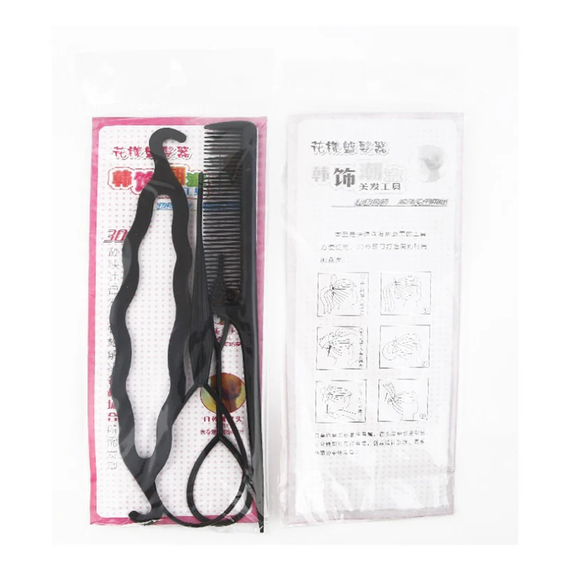 4Pcs Fashion Lady French Hair Braiding Tool Women Weave Braider Roller Hair Sponge Plait Twist Styling Tool Diy Holder Clip