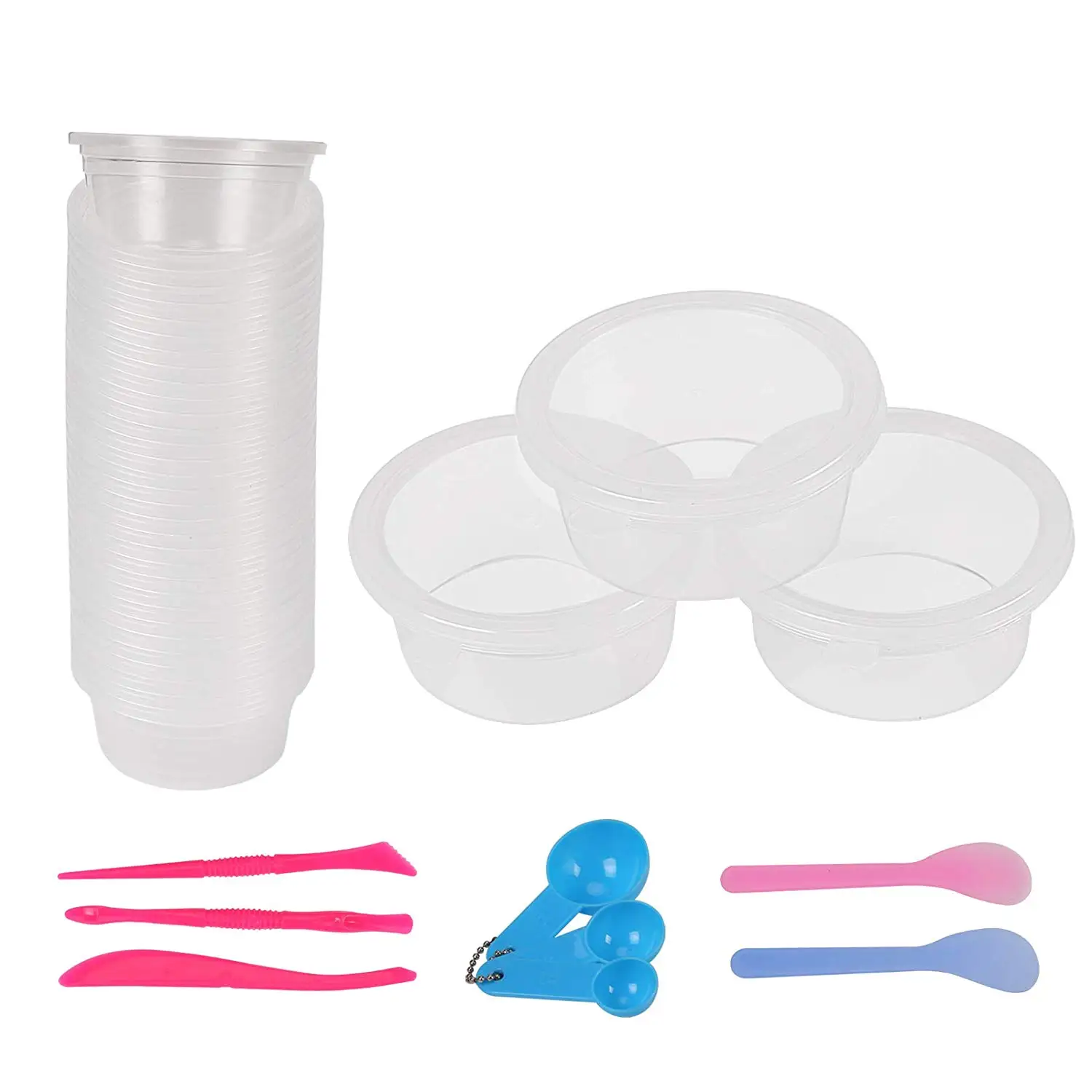 

METABLE 8 Pcs Slime Containers, 36 Pack 20g Foam Ball Containers Plastic Storage Jars with Lids Slime Tools for Art DIY Crafts