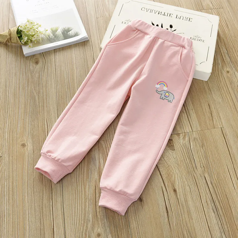 Liakhouskaya/корейские детские штаны; штаны для девочек с принтом слона; длинные брюки; Детские повседневные леггинсы; летние леггинсы для девочек - Цвет: Pink