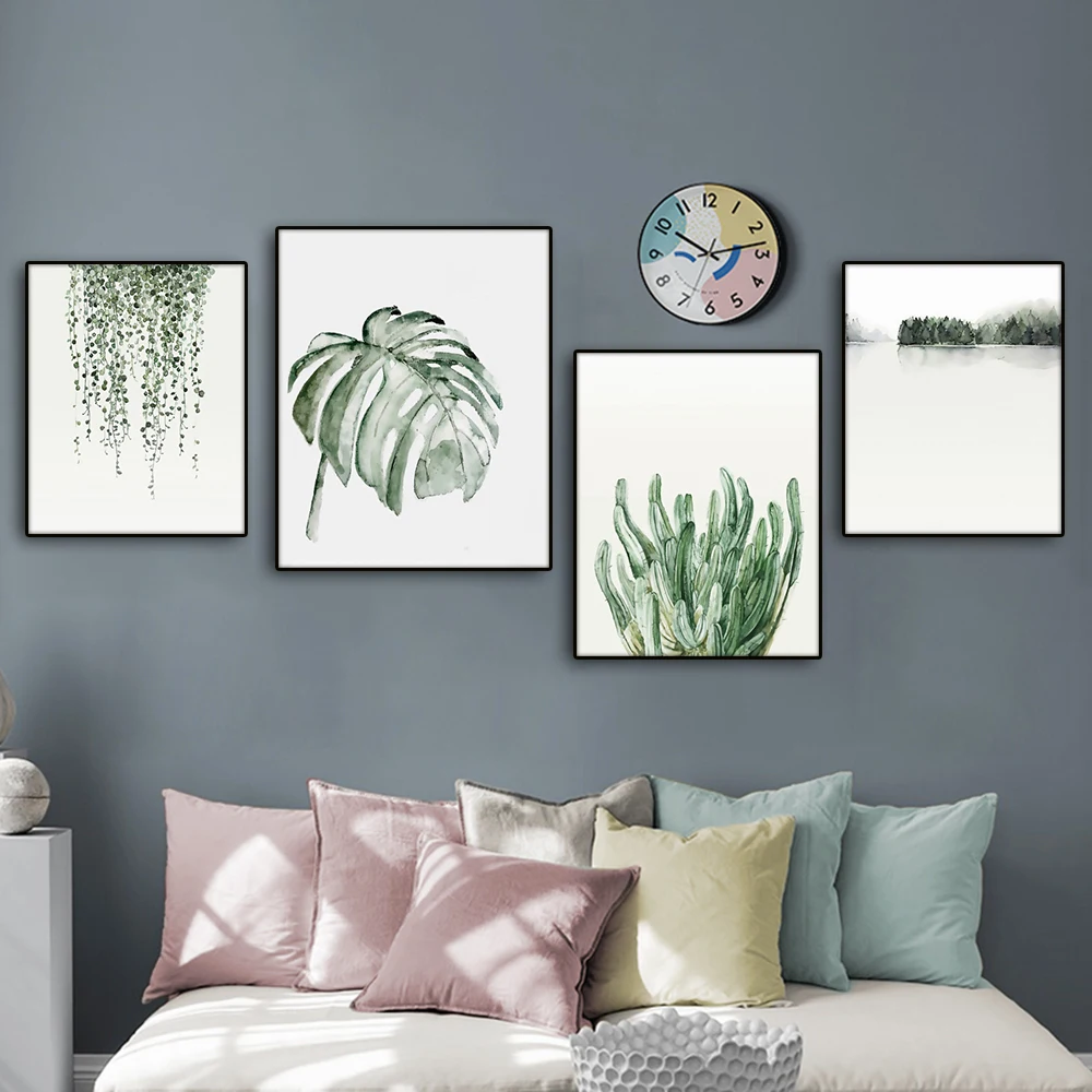 

Green Plants Nordic Wall Pictures Art Poster Print Canvas Painting Calligraphy Decorative Picture for Living Room Home Decor