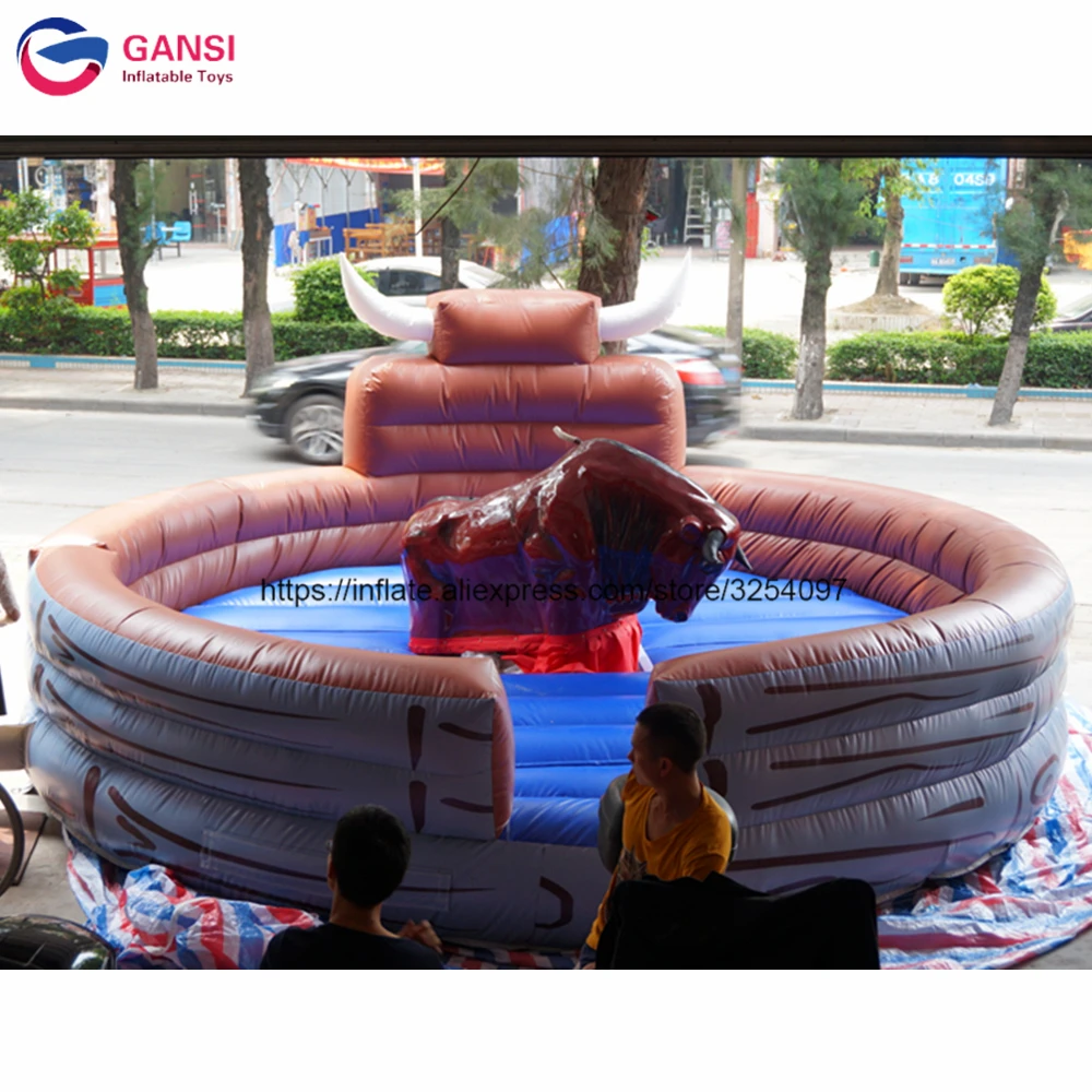 Hot selling inflatable redeo bull riding machine inflatable mechanical bull mattress for rental