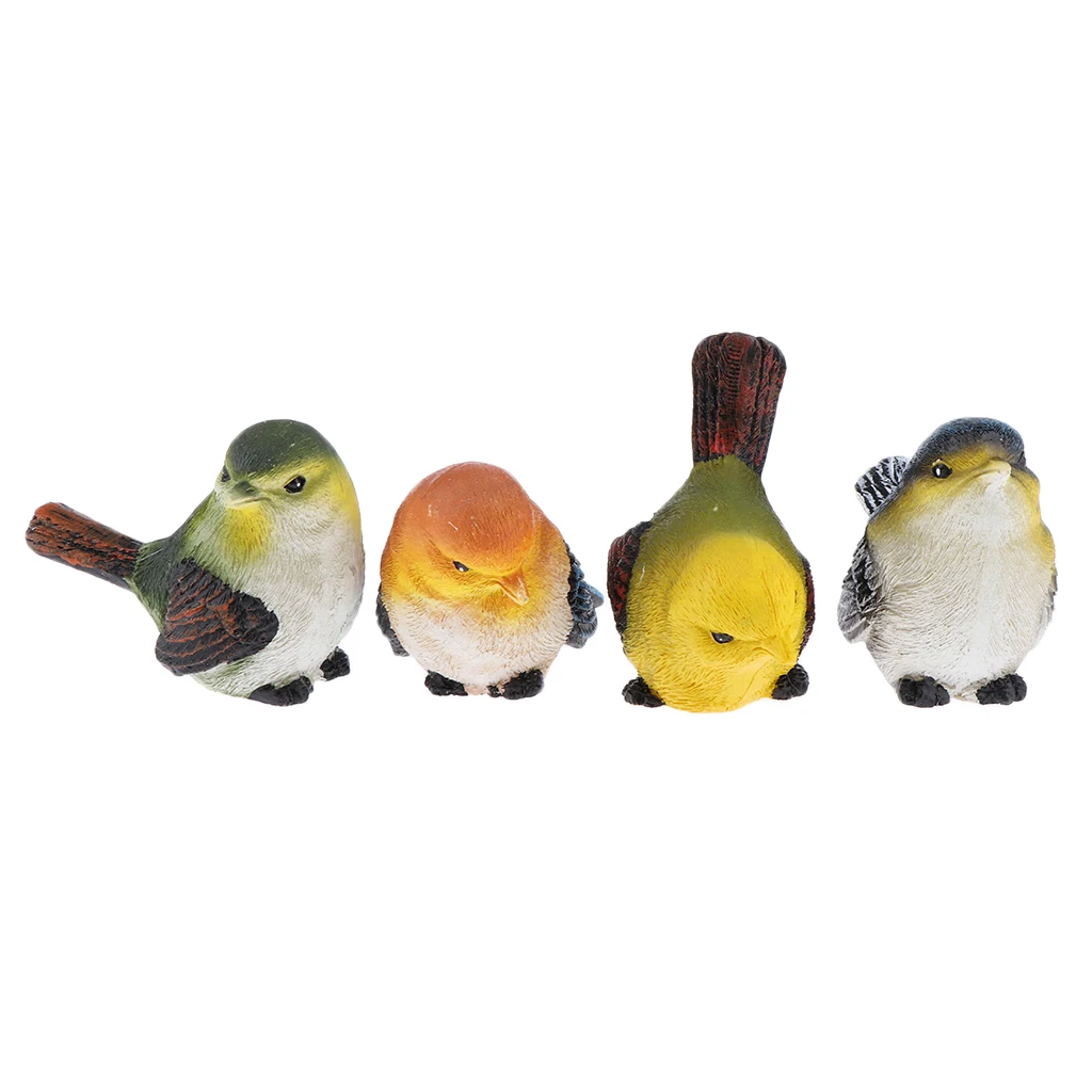 4pcs Artificial Resin Bird Feather Realistic Home Garden Decor Ornament