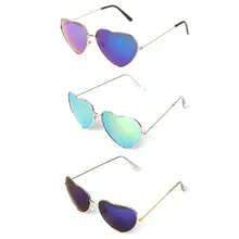 Reflective Sunglasses Outdoor Men Women Heart Shaped Metal Frame Lens Fashion