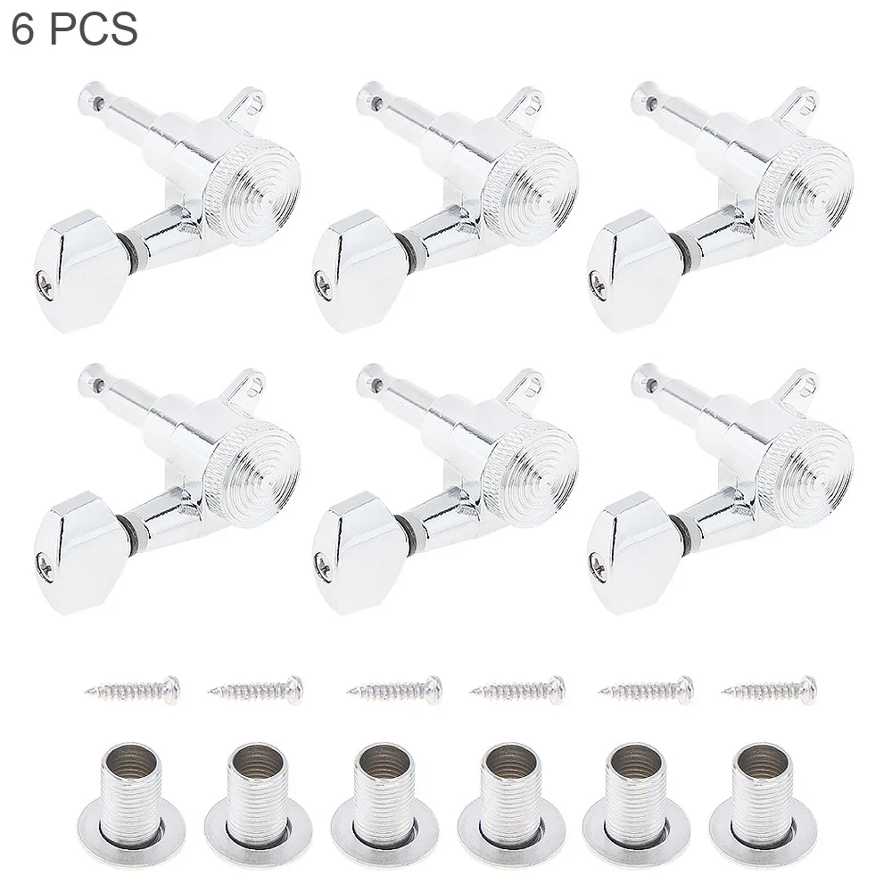 6pcs Silver Guitar Tuning Pegs 6R Locking Tuner Square Head All Closed Machine for Electronic Acoustic Folk Parts | Спорт и