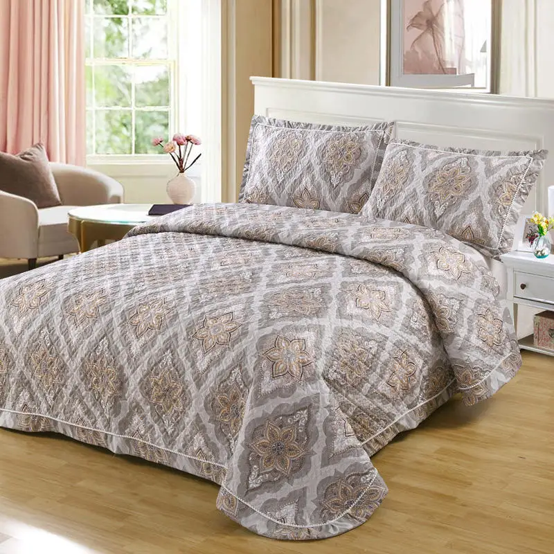Luxury 100 Cotton Coverlet Set 3 Piece Quilted Bedspread Skin Friendly