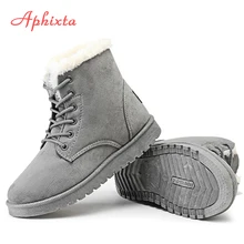 Aphixta/зимние ботинки; женские ботильоны на шнуровке; теплая замшевая обувь на меху; обувь на плоской подошве; botas mujer; большой размер 42