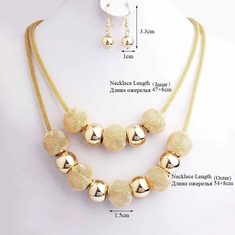 VIVILADY модная сеть ручной работы бусы металлический слой цепи ювелирный набор для женщин Bijoux Ожерелье серьги-гвоздики вечерние подарки