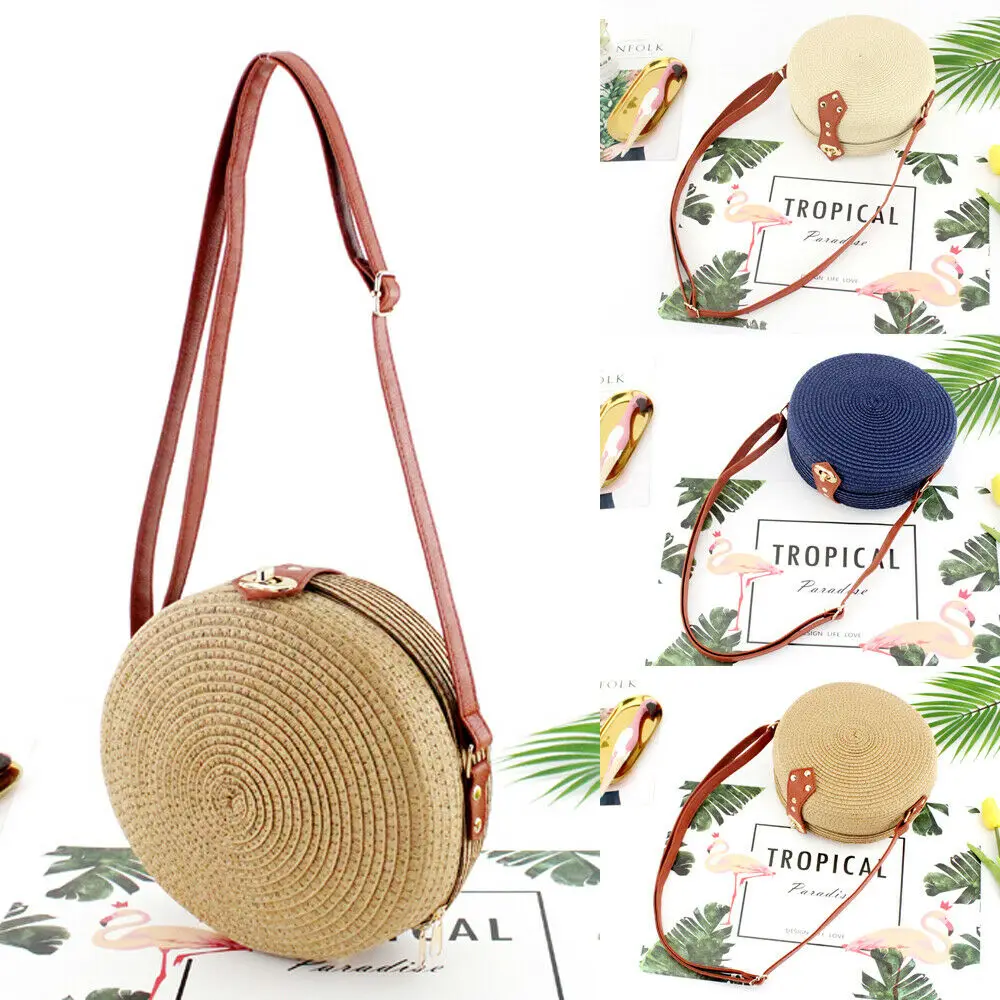 

2019 Newest Fashion TOP Straw Bag Summer Beach Rattan Shoulder Bags Wicker Weave Handbag Crossbody