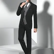 Горячая изготовленный на заказ черный одна кнопка жениха приталенные смокинги Свадебная вечеринка/деловой костюм и костюм жениха друзей жениха