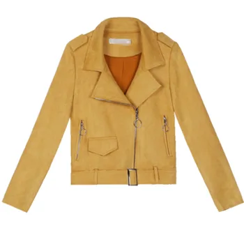 

Motorcycle Jacket Winter Warm Coats For Women Spring Short Suede Casual Jacket Coats Women Basic Outwears A467