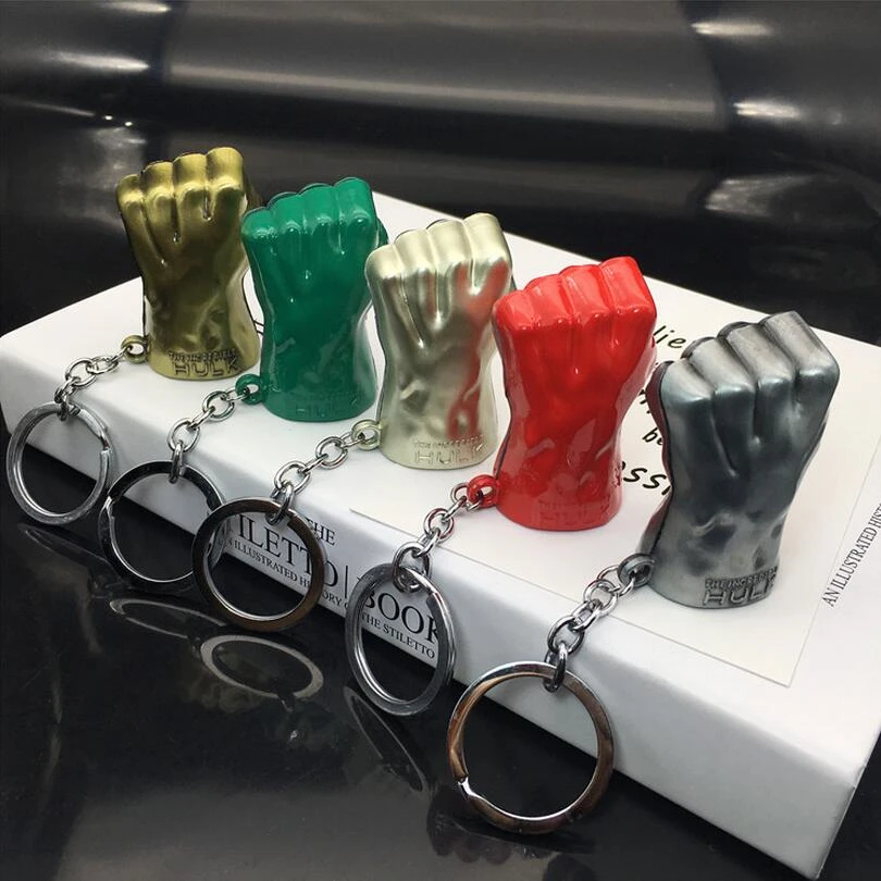 

BERTHATINA Marvel Comics Super Hero Avengers Hand of Hulk Metal Key chains Holder KeyRings Keychains Keyfob Jewelry 10 pcs/bag