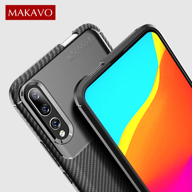 For Huawei Y9 Prime 2019 Case Carbon Fiber Full Protection Soft silicone TPU Back Cover |
