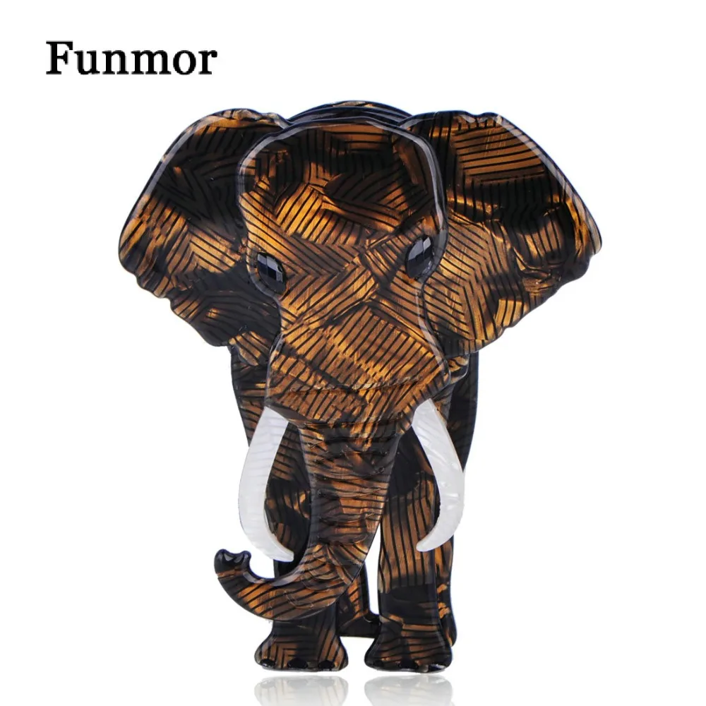 Большая акриловая брошь FUNMOR ручной работы со слоном из смолы яркие животные