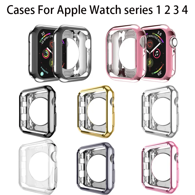

Protective Shell Case For Apple Watch Series 1 2 3 4 38 42 40 44mm Soft Rubber TPU Smart Watch Sleeve Protector Case
