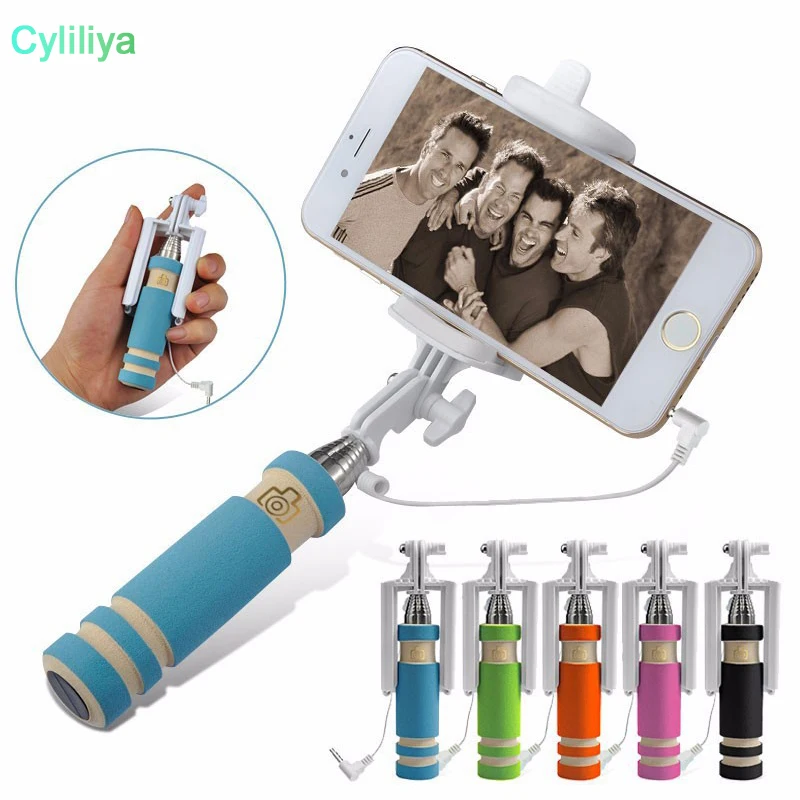 

Mini Wired Selfie Stick For iPhone 6 6s 7 8 Universal Foldable Monopod Handheld Extendable Phone Android Selfie Stick NEW