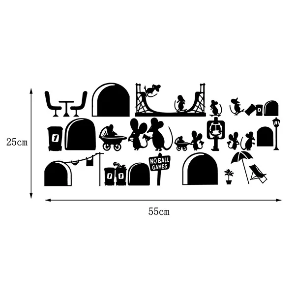 55*25 см Настенная Наклейка креативная настенная художественная мультяшная мышь съемный домашний декор живые Наклейки для декора комнаты лестничная наклейка s
