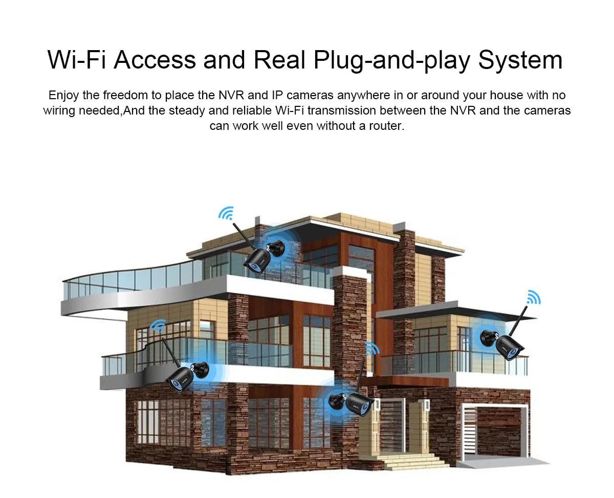 JOOAN 4 канала Беспроводной IP Камера видеонаблюдение с HD2.0MP для приготовления пищи на воздухе инфракрасный Водонепроницаемый CCTV Камера Secutiry Системы k