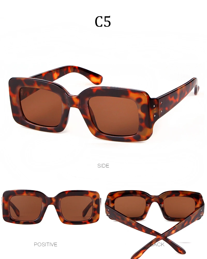 История Винтаж ретро солнцезащитные очки с квадратными линзами с Брендовая Дизайнерская обувь; Модный Леопардовый каркас прямоугольные солнцезащитные очки Для женщин UV400 оттенков