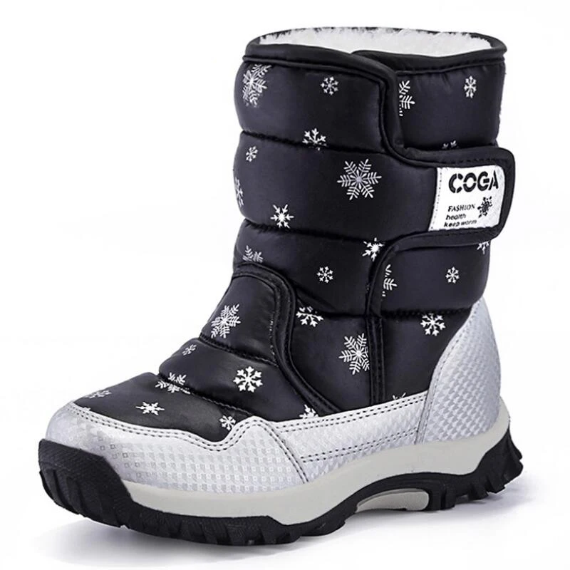 SKEHK/брендовые Детские зимние ботинки; зимняя обувь для девочек и мальчиков; модная детская обувь с круглым носком; красивые короткие ботинки для девочек; размеры 27-36 - Цвет: Черный