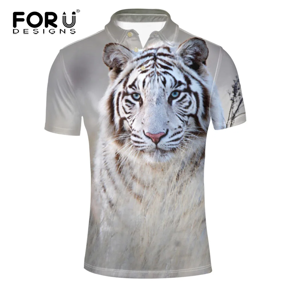 FORUDESIGNS/3D рубашка с принтом Тигра для мужчин, Стильная летняя Мужская модная уличная рубашка для мальчиков-подростков