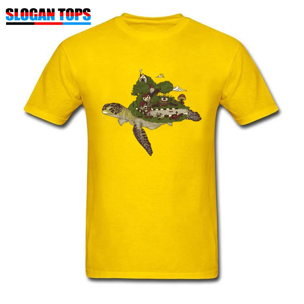 Comics Turtle island Mens T-shirts Newest Father Day Short Sleeve O-Neck 100% Cotton Tops Shirts Custom T Shirt Turtle island yellow