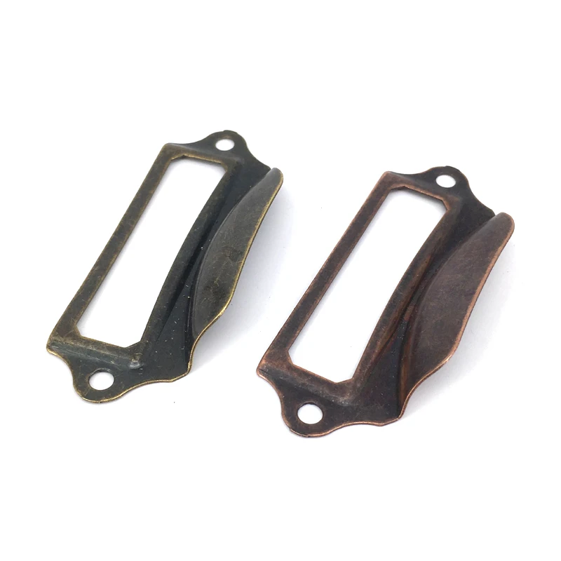 20PCS 69*29mm Vintage brass label frame holders for drawers antique