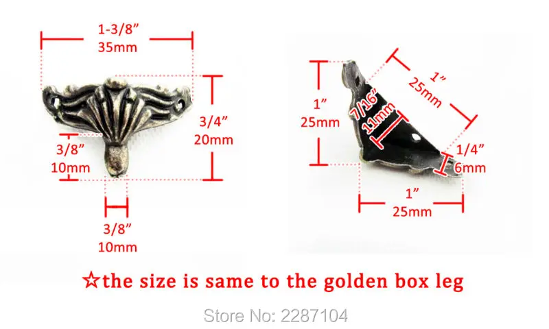4 шт. абсолютно декоративный античный латунный Золотой винтажный Ювелирный сундук деревянный ящик ноги Защитные уголки 35x20 мм