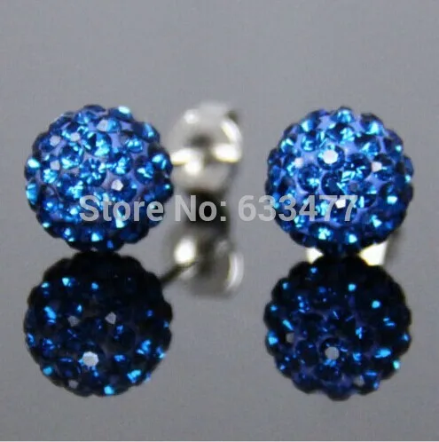 New Stainless Steel 19 Color Trendy Brand Earrings Top Quality Ball Crystal Stud Earring For Women Wholesale Fashion Jewelry