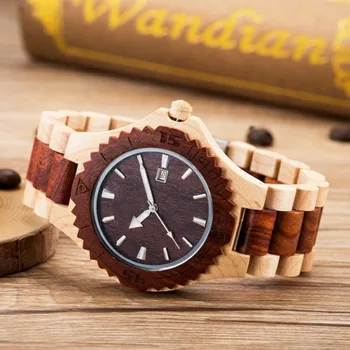 

Top Brand Unique Wood Watch Ebony MUYES Wooden Watches for Men White Roman Number Quartz Watch Natural Wooden Wrist Watches